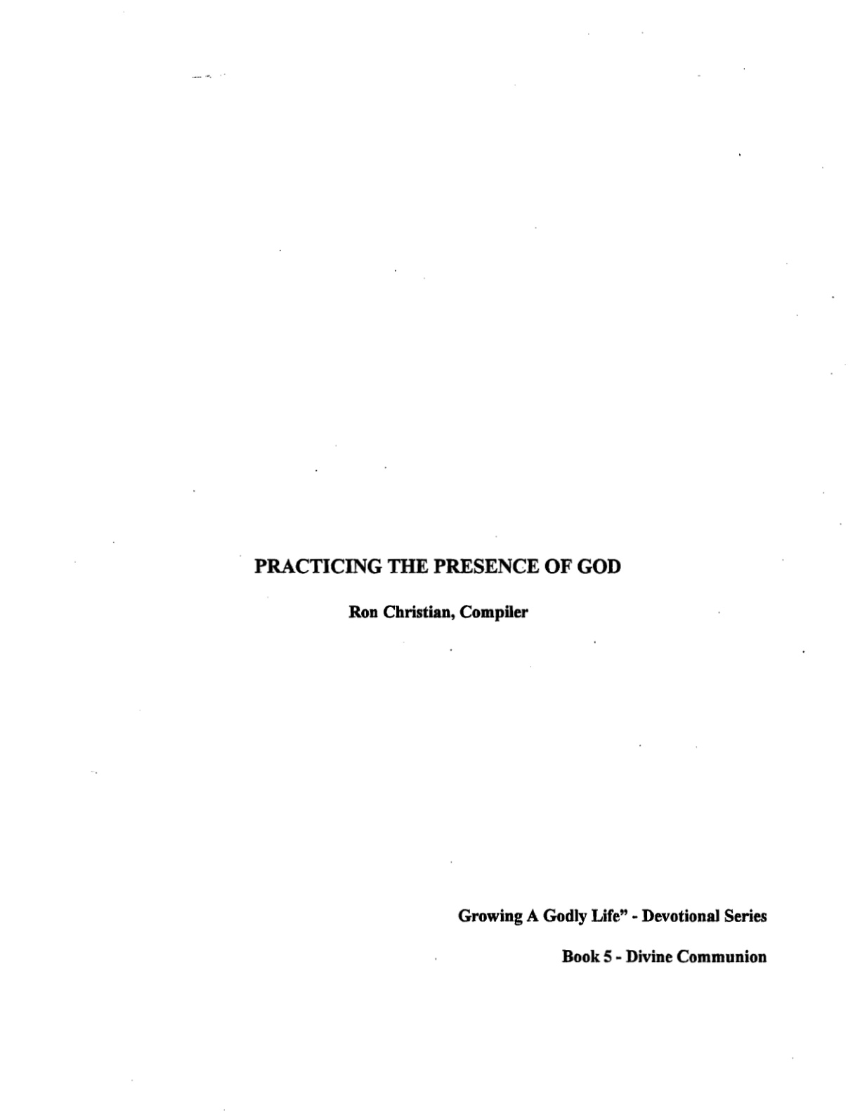 Cover of Practicing the Presence of God